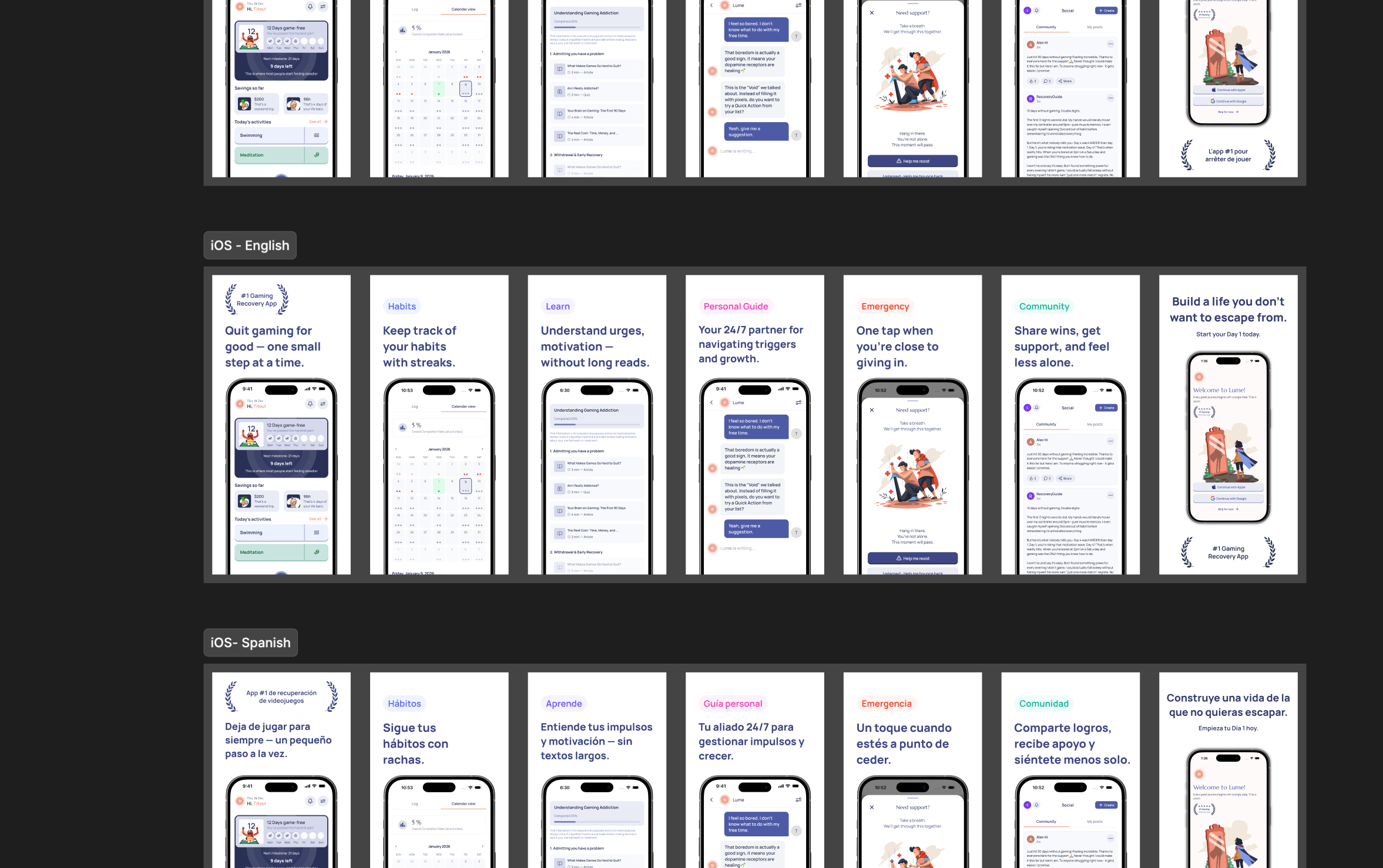 Lume App Store screenshots in multiple languages