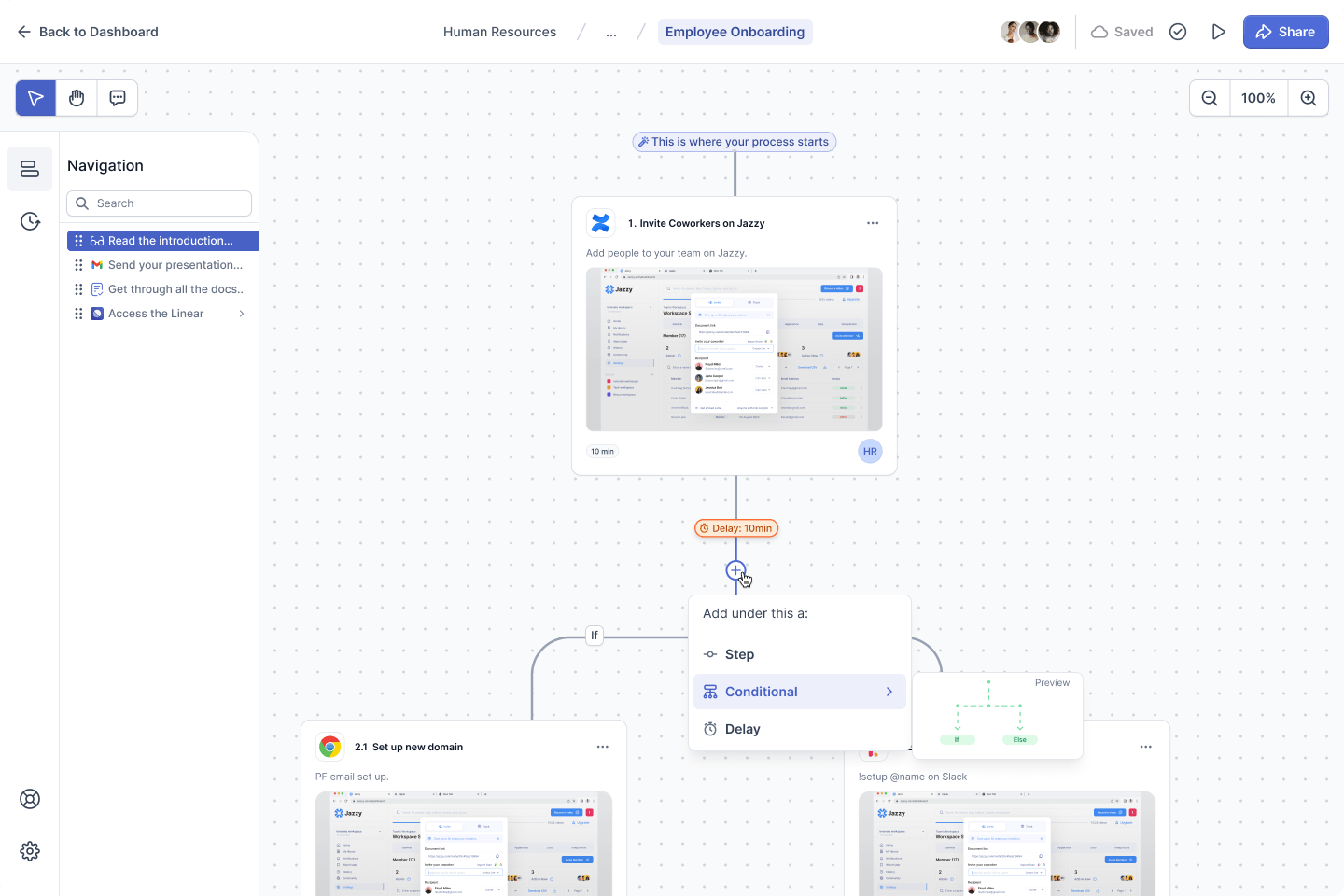 ProcessFlow builder with conditional logic