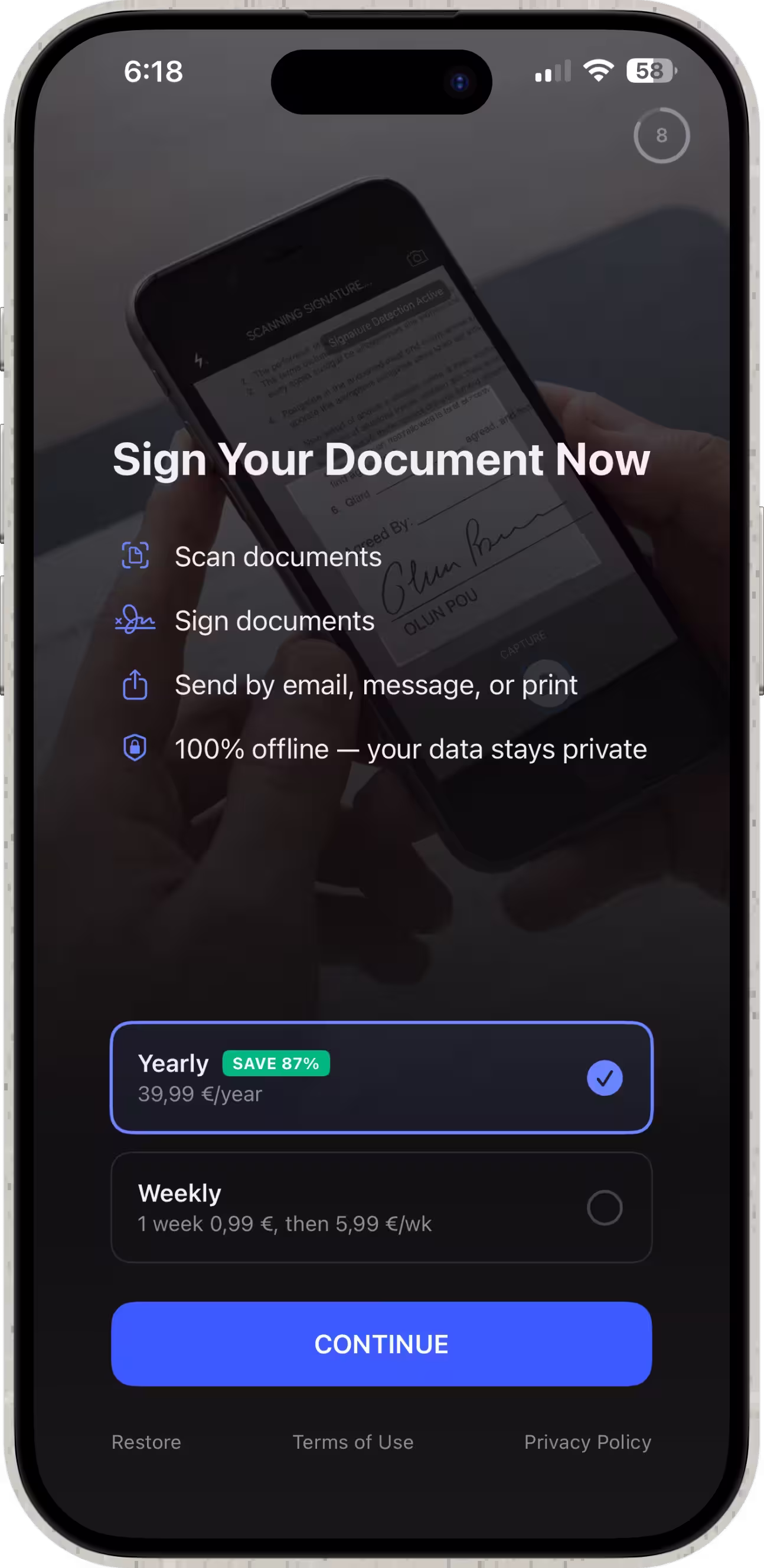 Signature Maker app screen