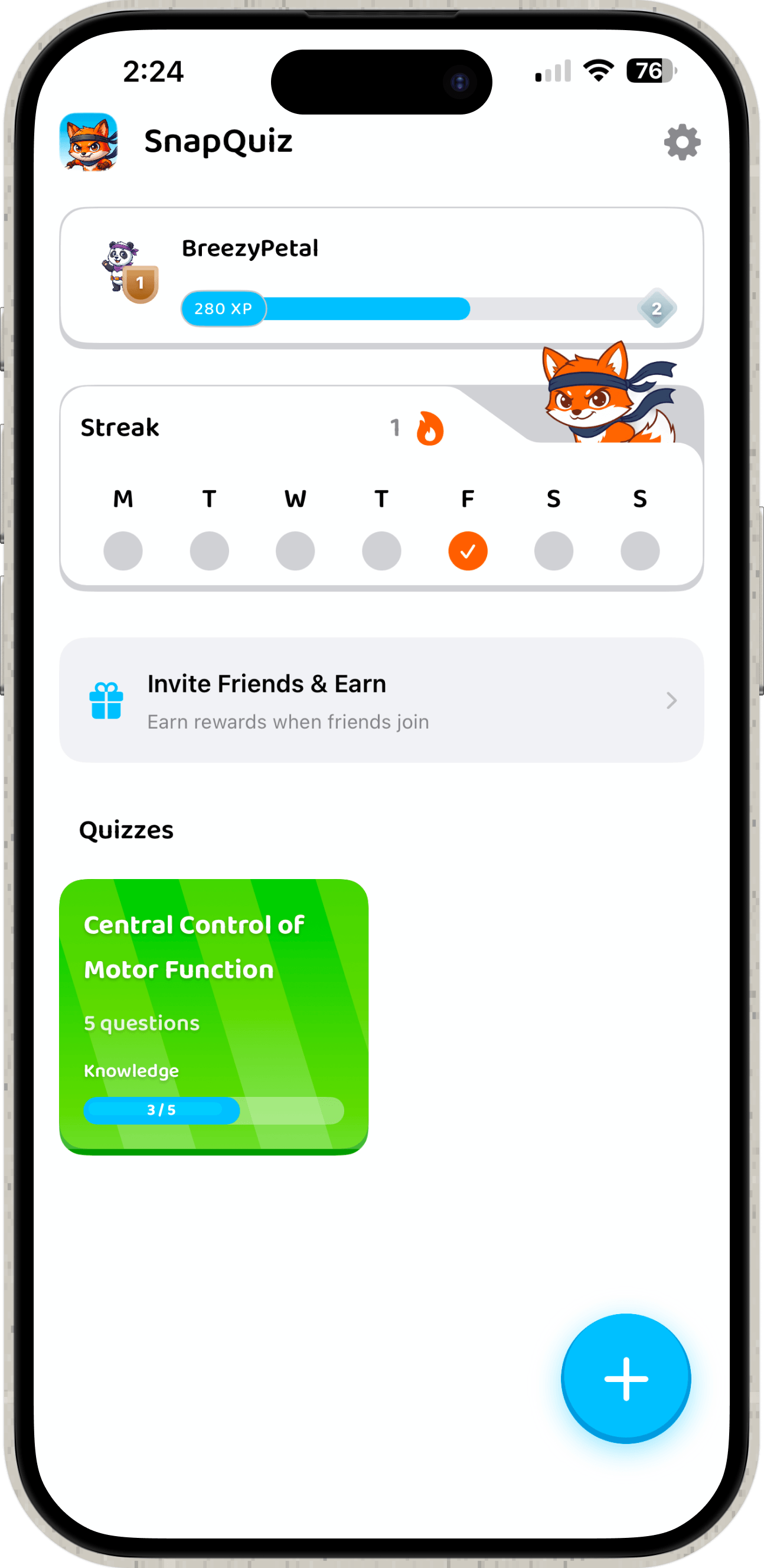 SnapQuiz app screen